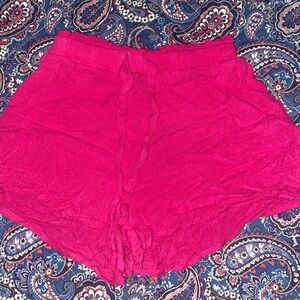 High Waist Pink Shorts with Elastic Waistband